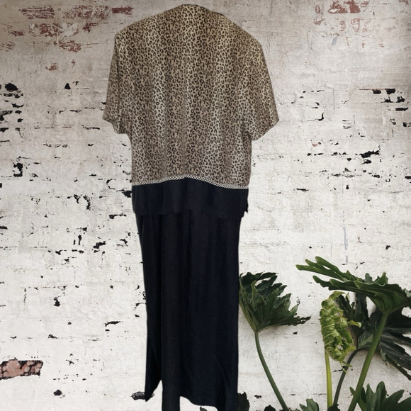 Studio Ease VINTAGE linen blend 2 PC maxi Dress & Black leopard print Jacket 16W - Picture 5 of 14